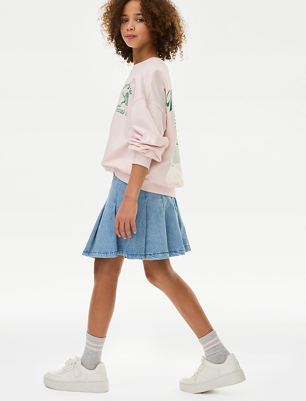 Denim Pleated Skirt (6-16 Yrs)