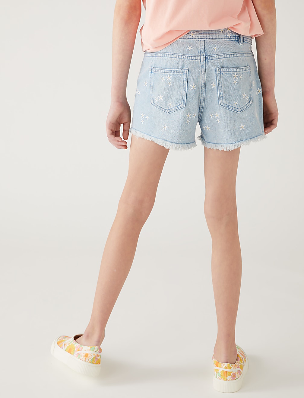 Denim Embroidered Shorts