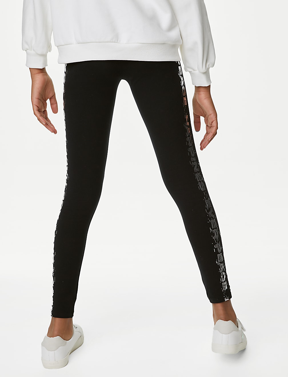 Cotton Rich Foil Slogan Leggings (6-16 Yrs)