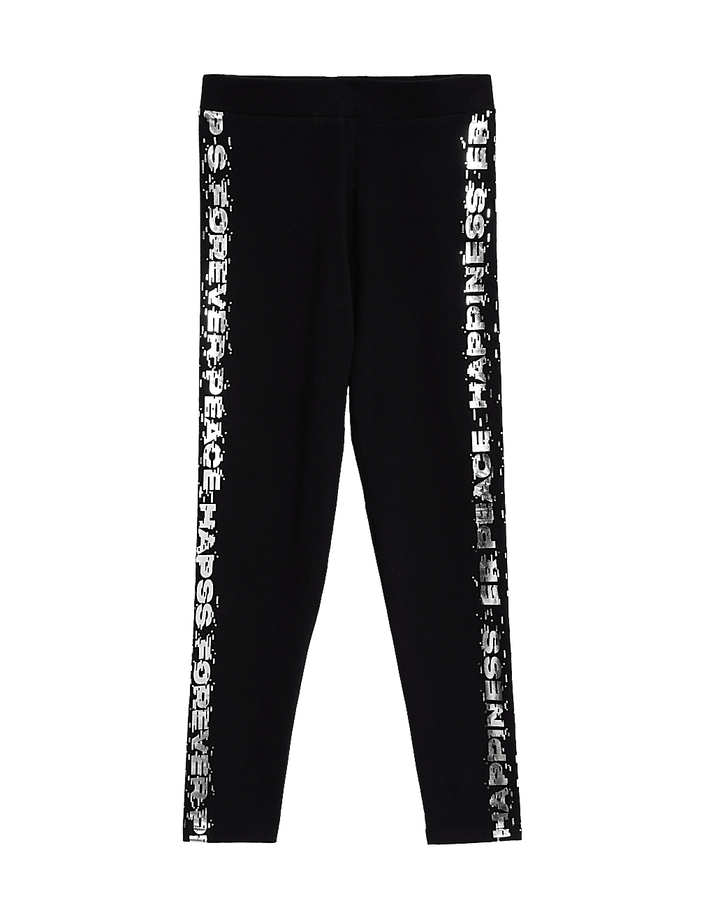 Cotton Rich Foil Slogan Leggings (6-16 Yrs)