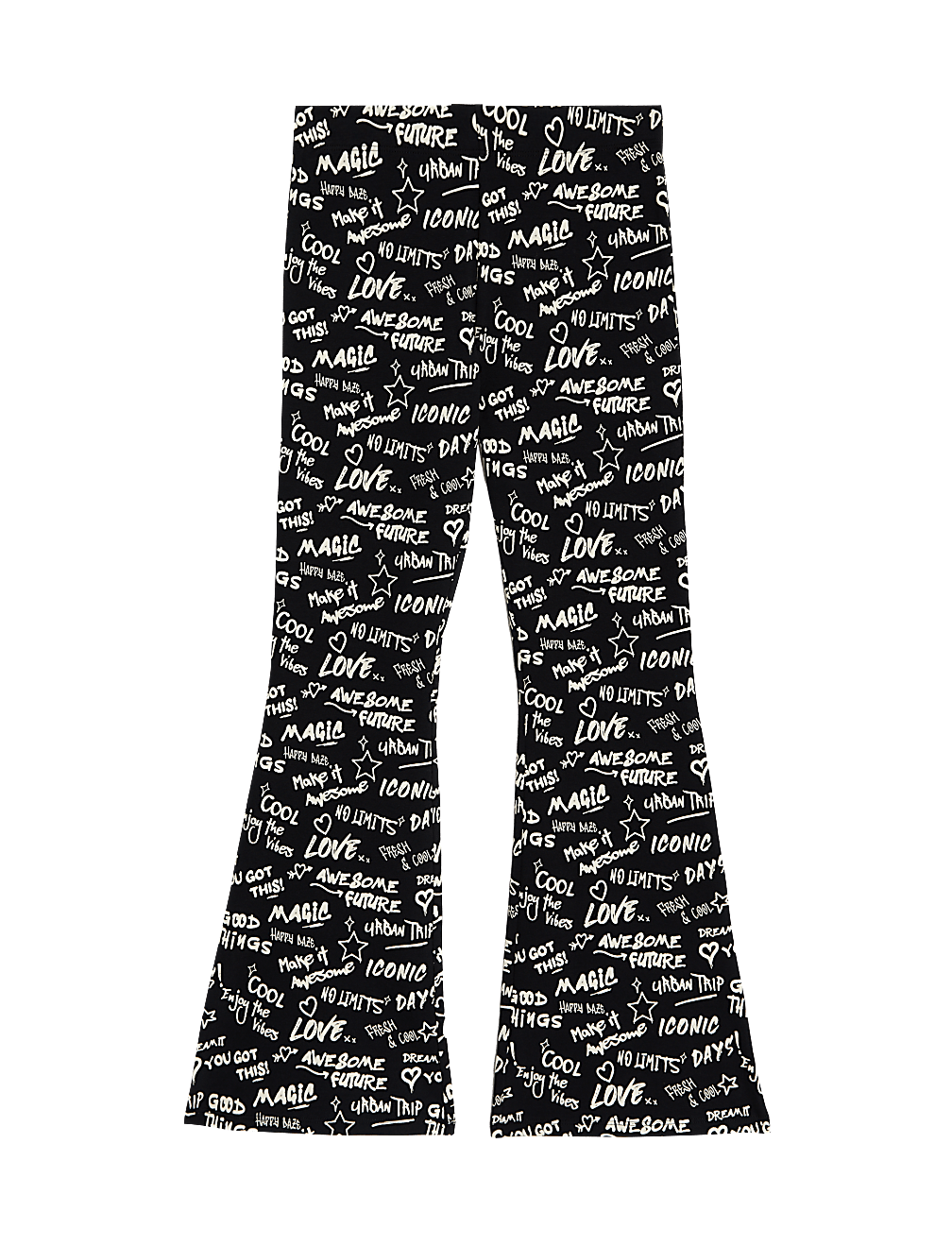 Cotton Rich Slogan Print Flared Leggings (6-16 Yrs)