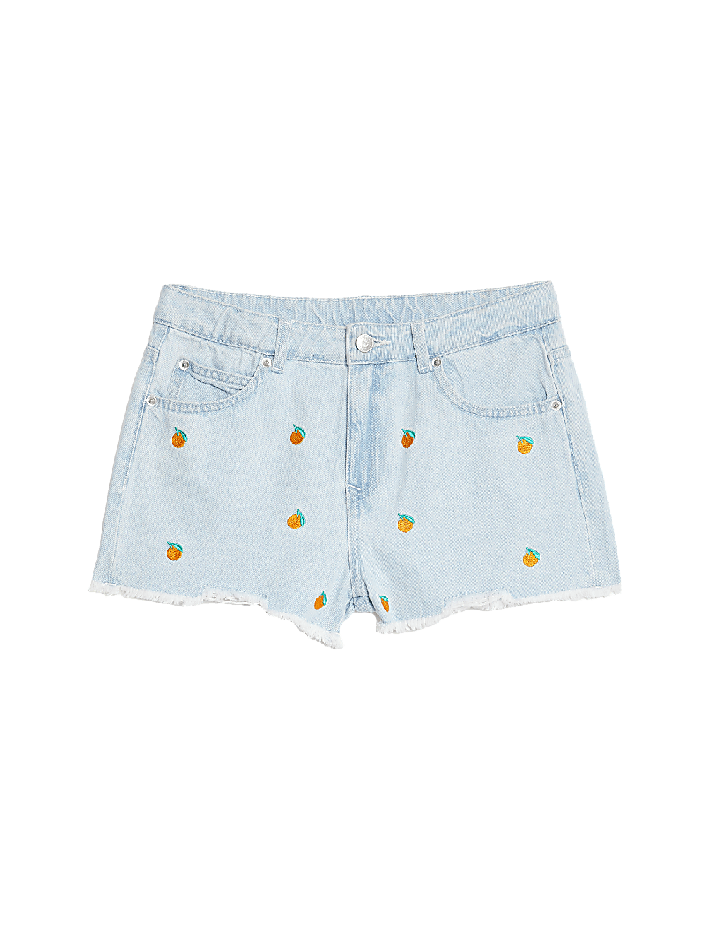 Denim Embroidered Orange Shorts (6-16 Yrs)