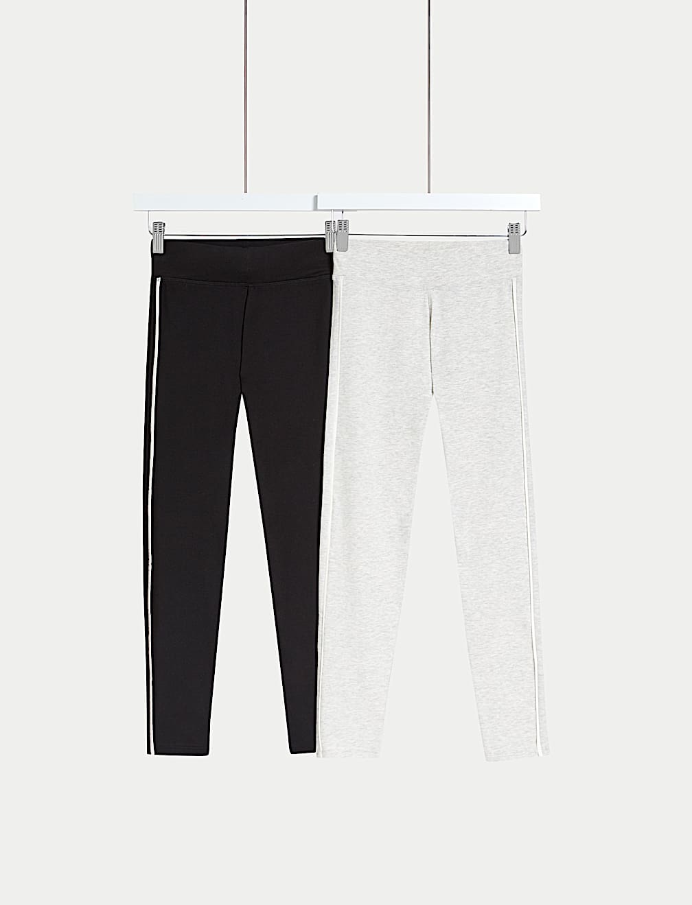 2pk Cotton Rich Side Stripe Leggings (6-16 Yrs)