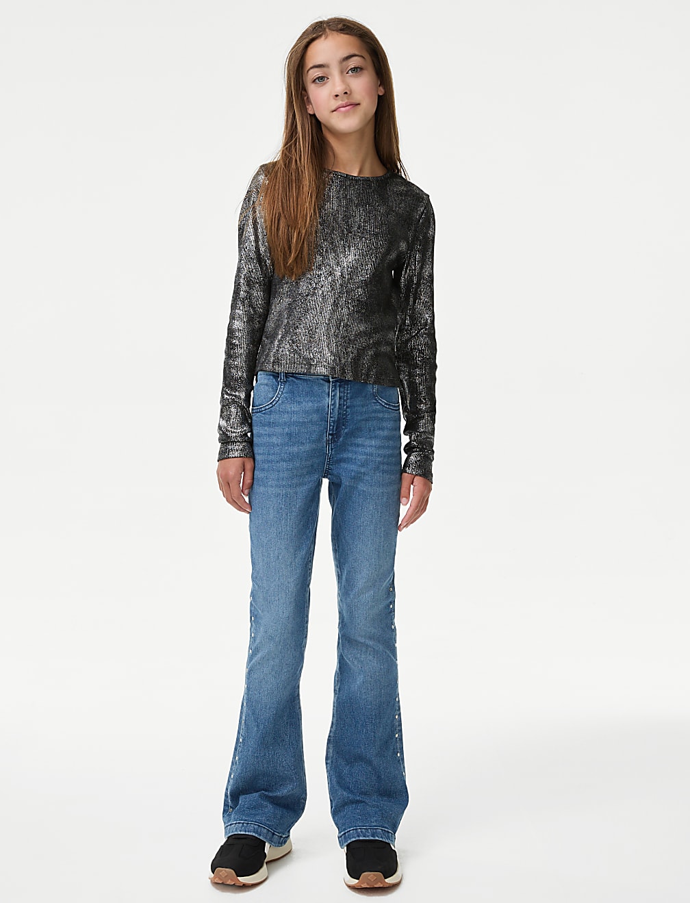 Denim Studded Flared Jeans (6-16 Yrs)