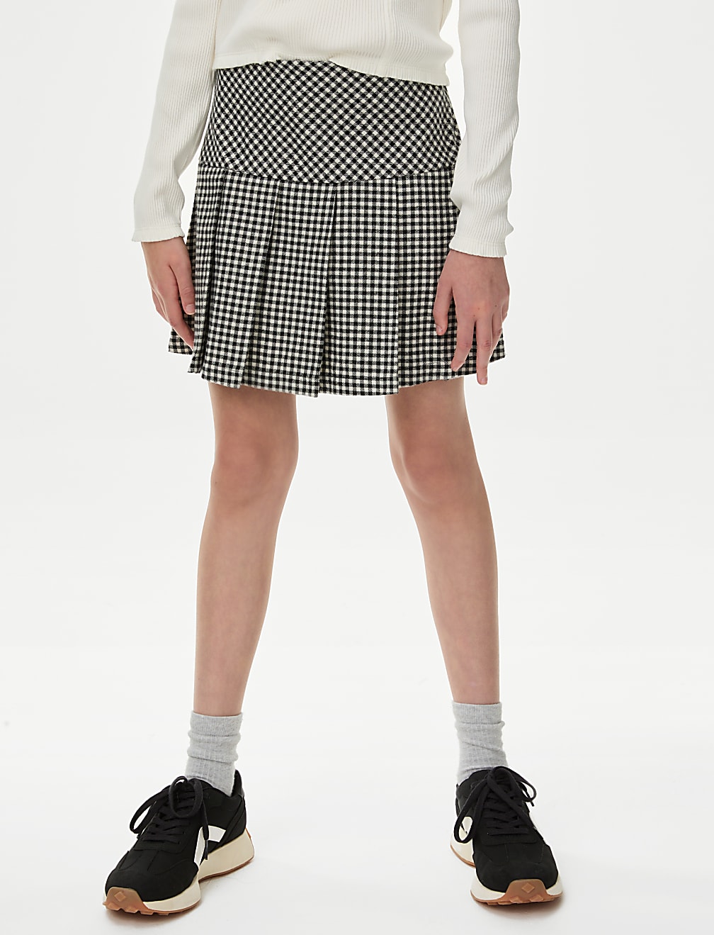 Cotton Blend Dogtooth Skort (6-16 Yrs)