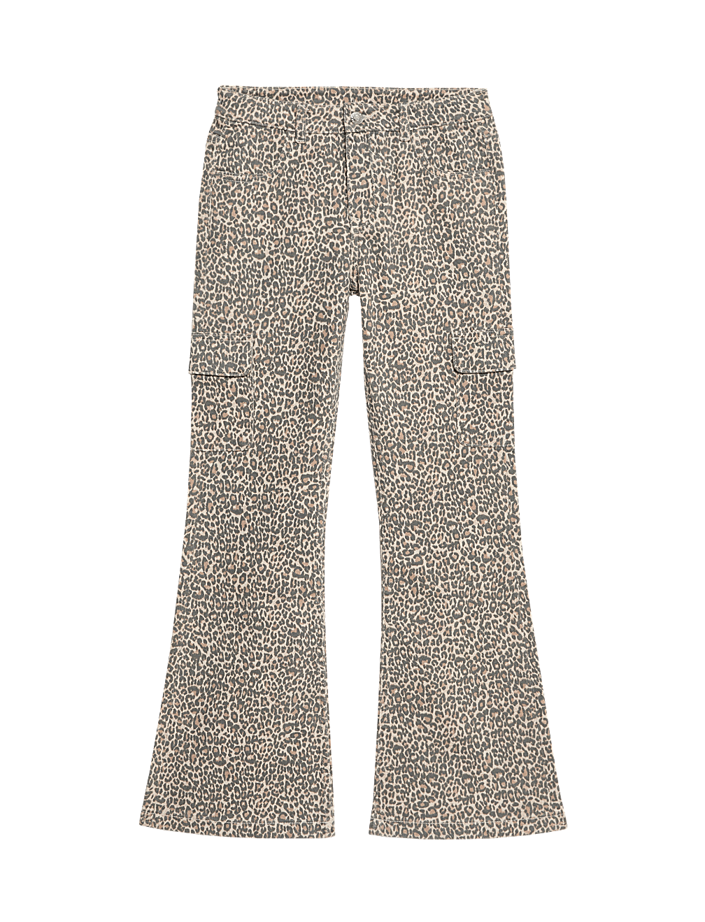 Regular Fit Denim Leopard Print Flared Jeans (2-16 Yrs)