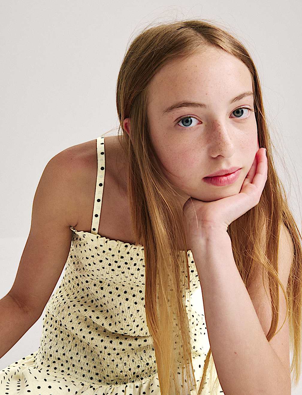 Pure Cotton Spot Print Shirred Dress (6-16 Yrs)