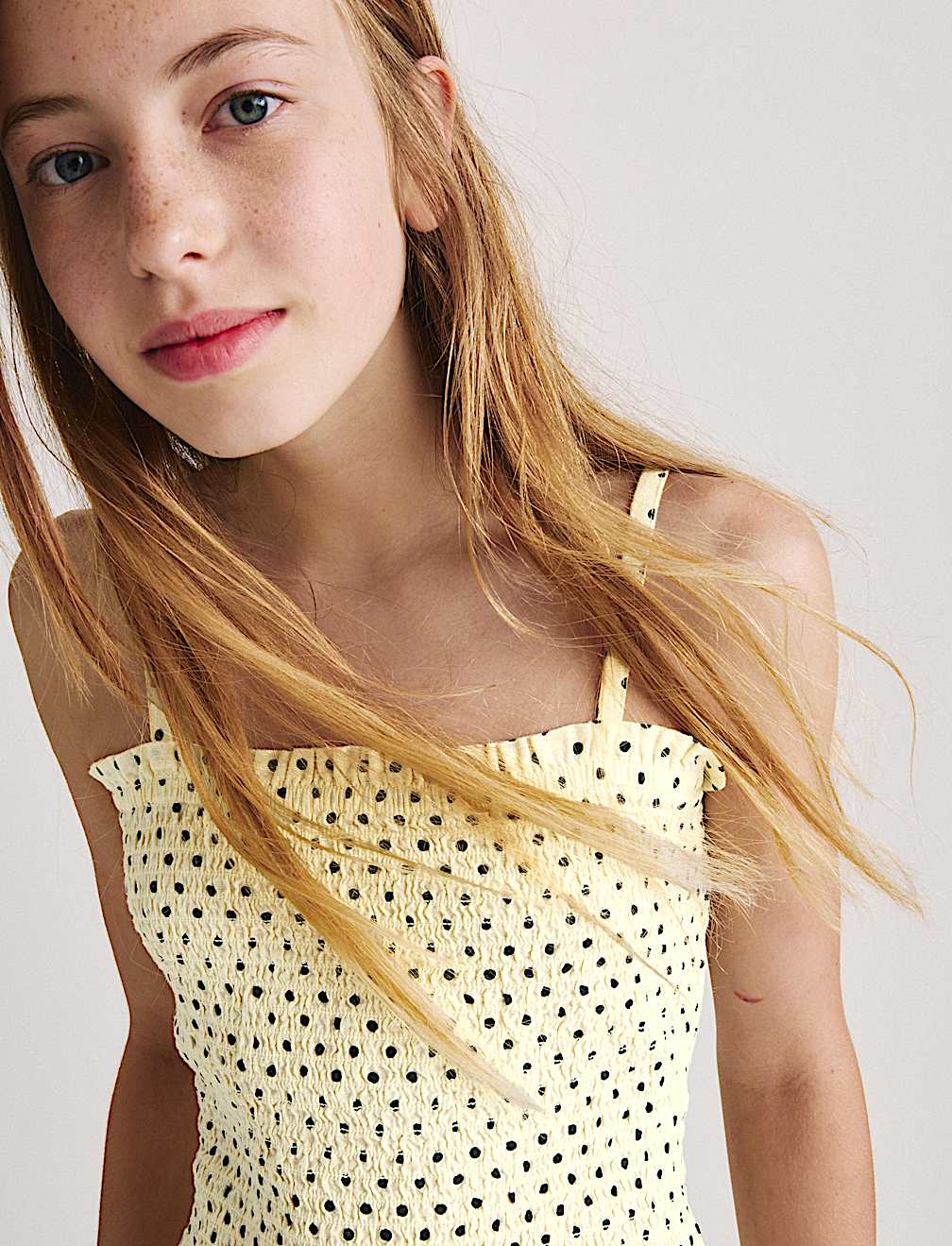 Pure Cotton Spot Print Shirred Dress (6-16 Yrs)