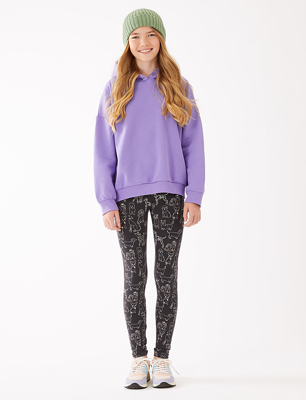 Ensemble Fille Imprimé Chiens - Tunique + Leggings Taille 5/6T, Occasion Très Bon état