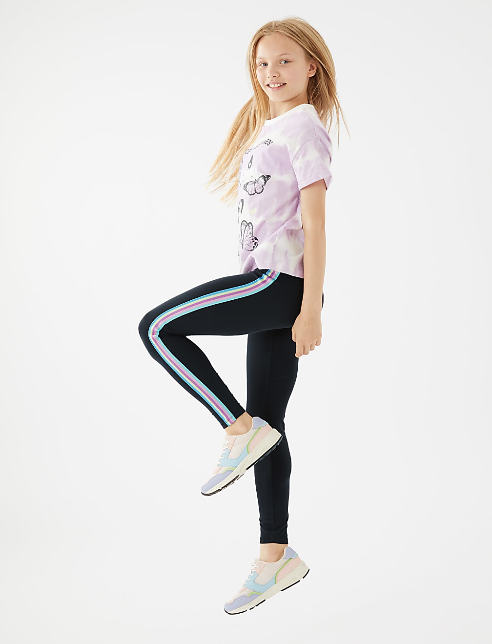Cotton Rich Side Stripe Leggings (6-16 Yrs)