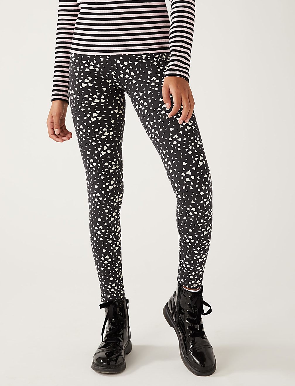 Cotton Rich Heart Print Leggings