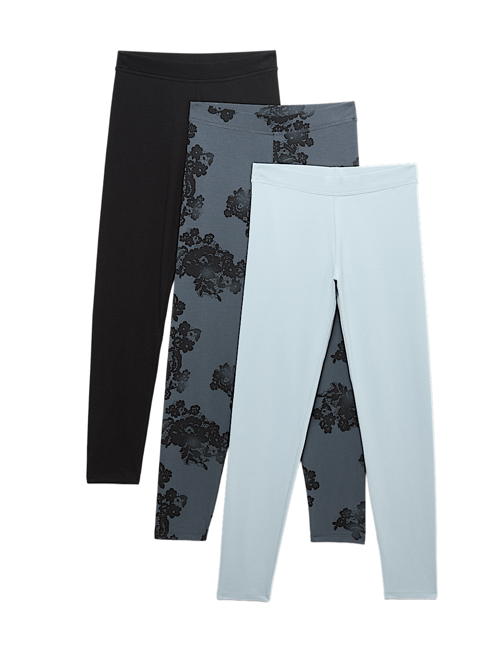 3pk Cotton Rich Print Leggings (6-16 Yrs)