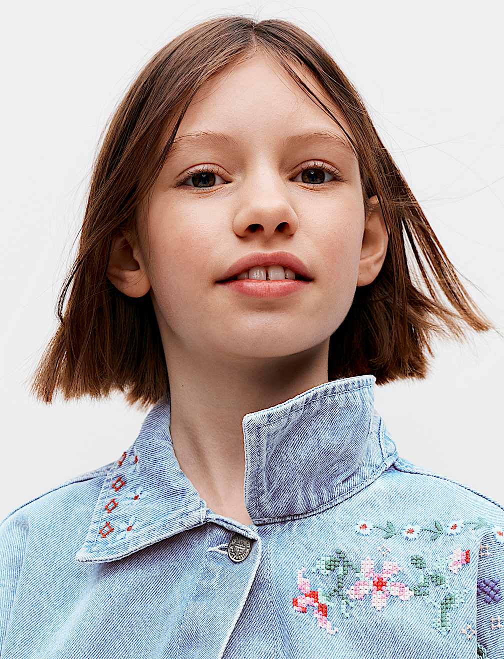 Denim Cross Stitch Embroidered Shirt (6-16 Yrs)