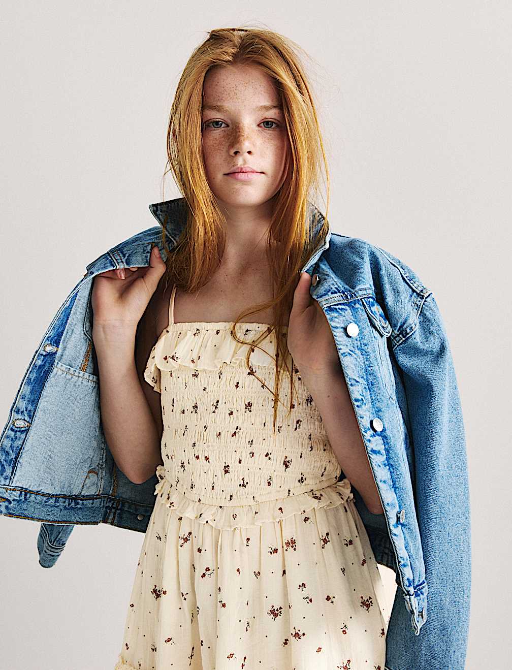 Pure Cotton Ditsy Shirred Mini Dress (6-16 Yrs)