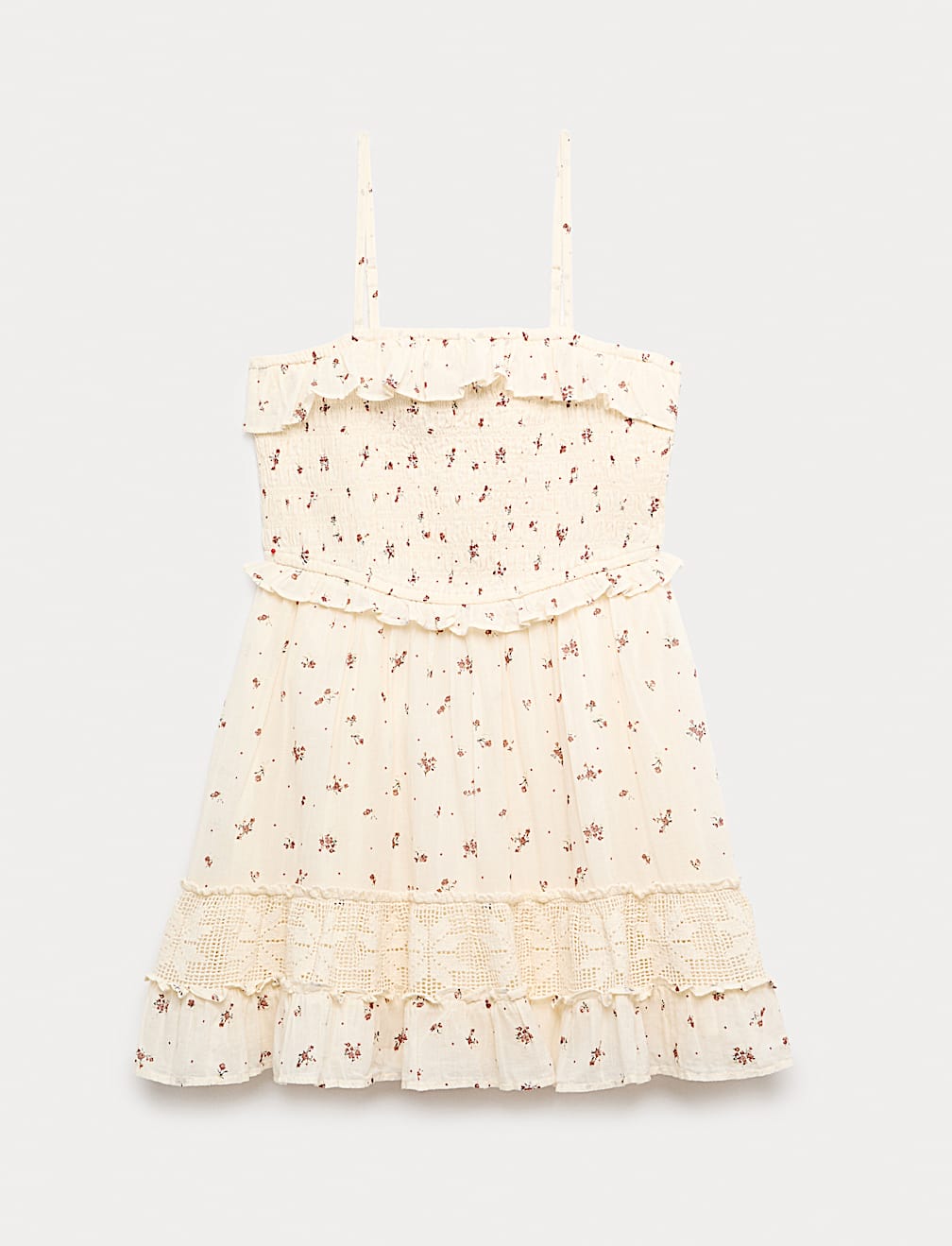 Pure Cotton Ditsy Shirred Mini Dress (6-16 Yrs)