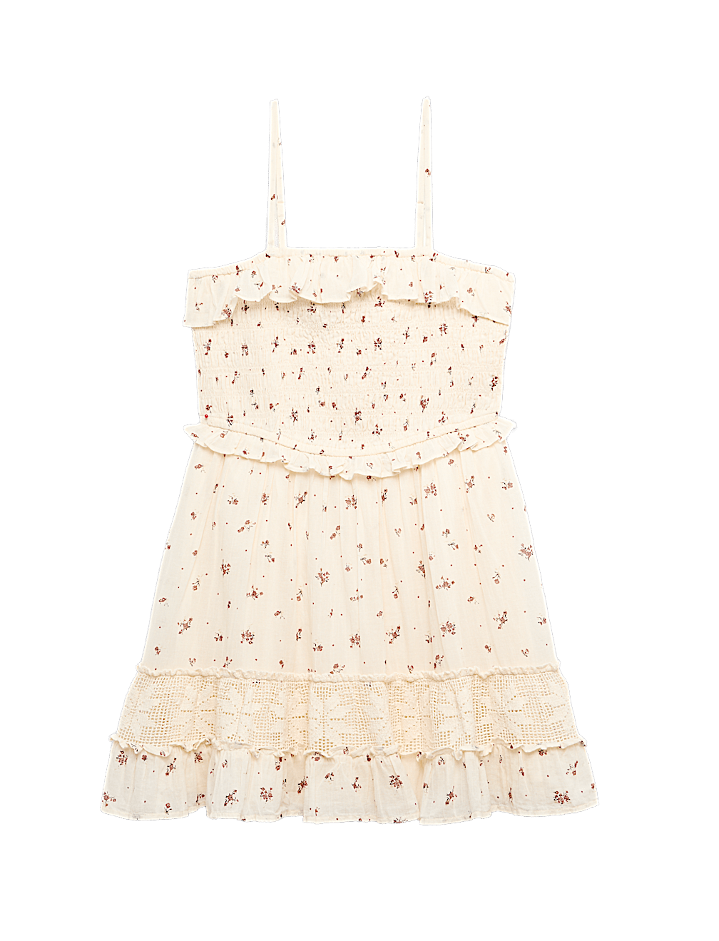 Pure Cotton Ditsy Shirred Mini Dress (6-16 Yrs)