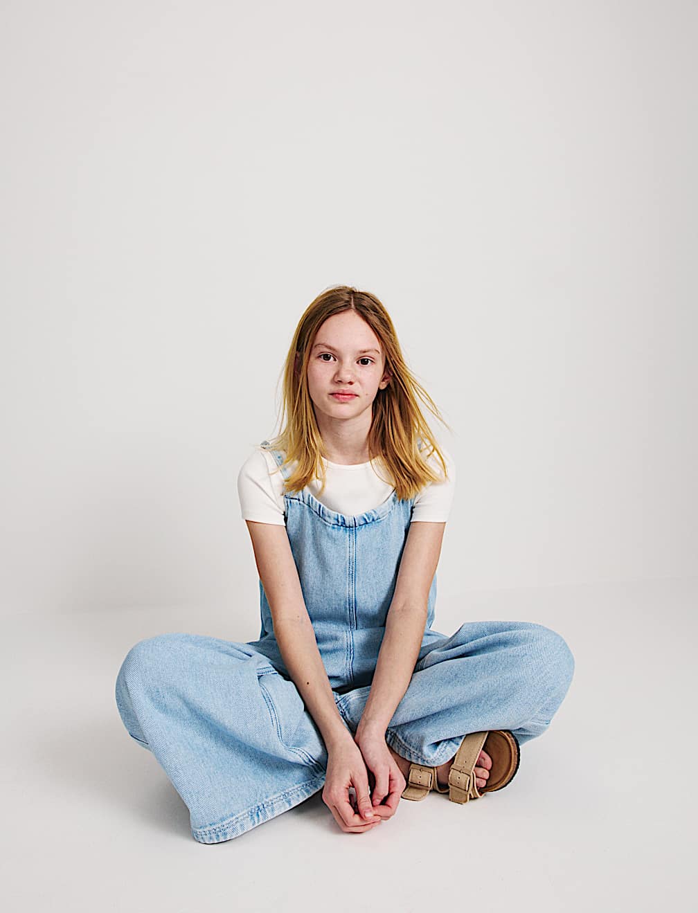 Denim Twill Wide Leg Jumpsuit (6-16 Yrs)