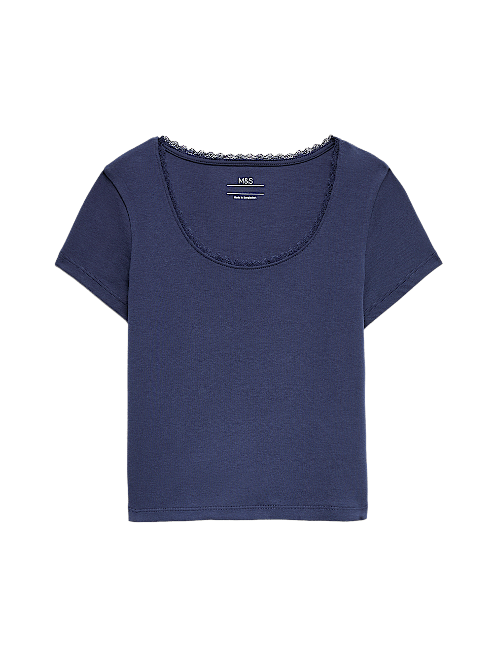 Cotton Rich Lace Trim Fitted Crop T-Shirt (6-16 Yrs)