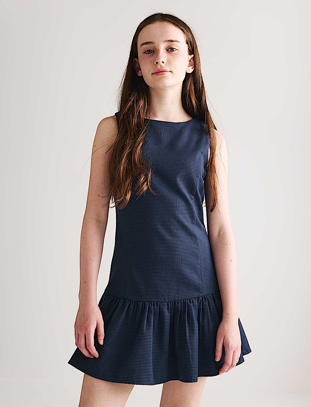 Cotton Blend Drop Waist Gingham Dress (6-16 Yrs)