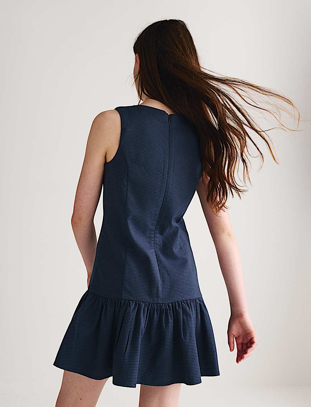 Cotton Blend Drop Waist Gingham Dress (6-16 Yrs)
