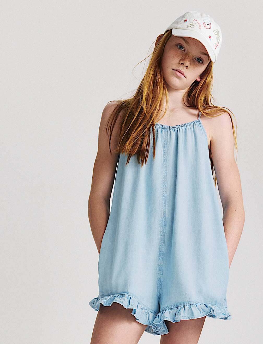 Pure Cotton Ruffle Hem Print Playsuit (6-16 Yrs)