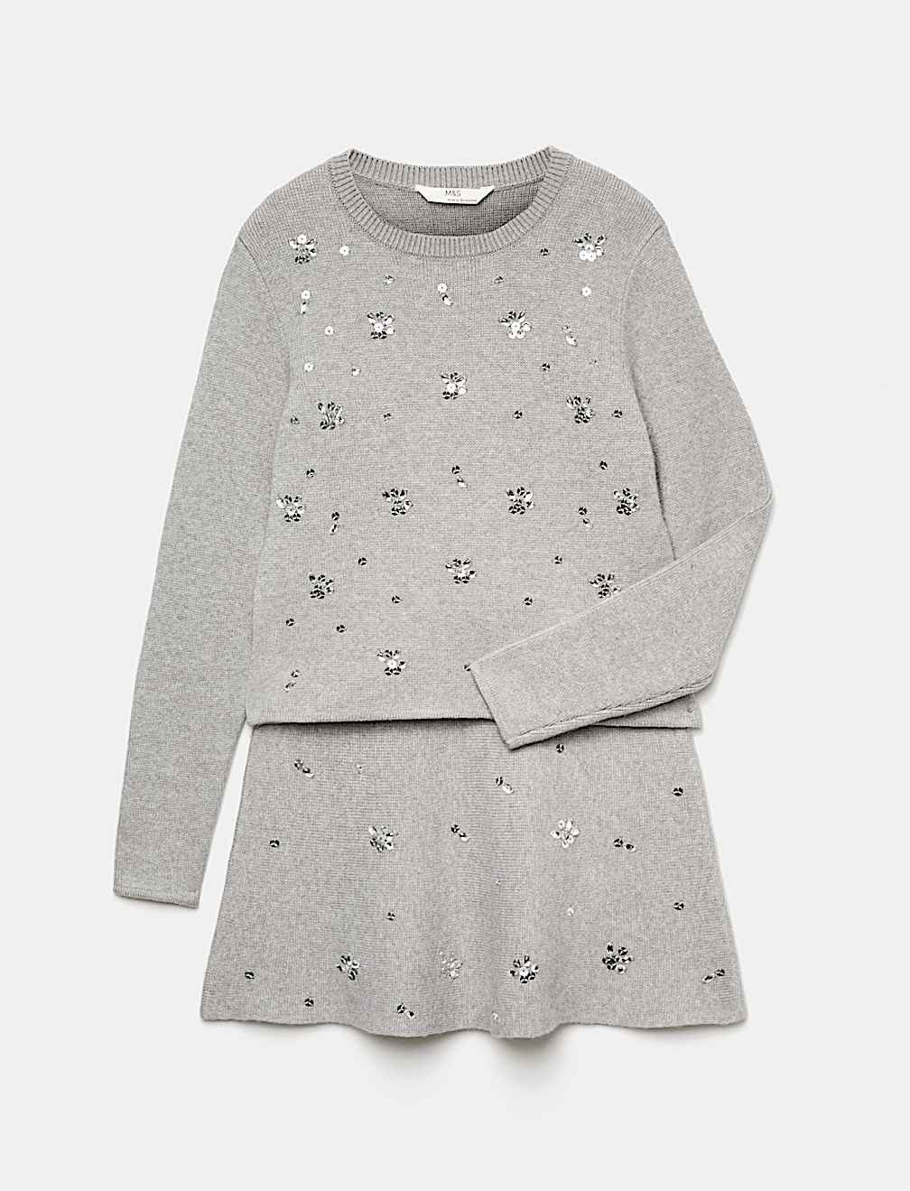2 Piece Knitted Embellished Skirt Set (6-16 Yrs)