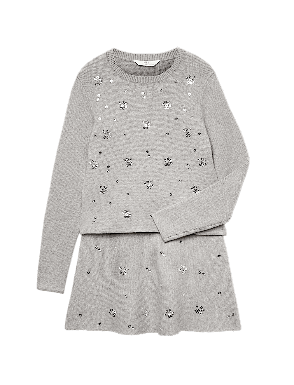 2 Piece Knitted Embellished Skirt Set (6-16 Yrs)