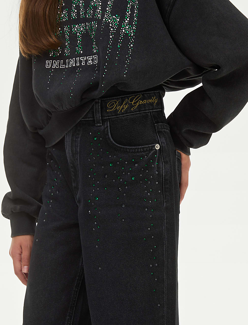 Wicked™ Diamante Wide Leg Jeans (6-16 Yrs)