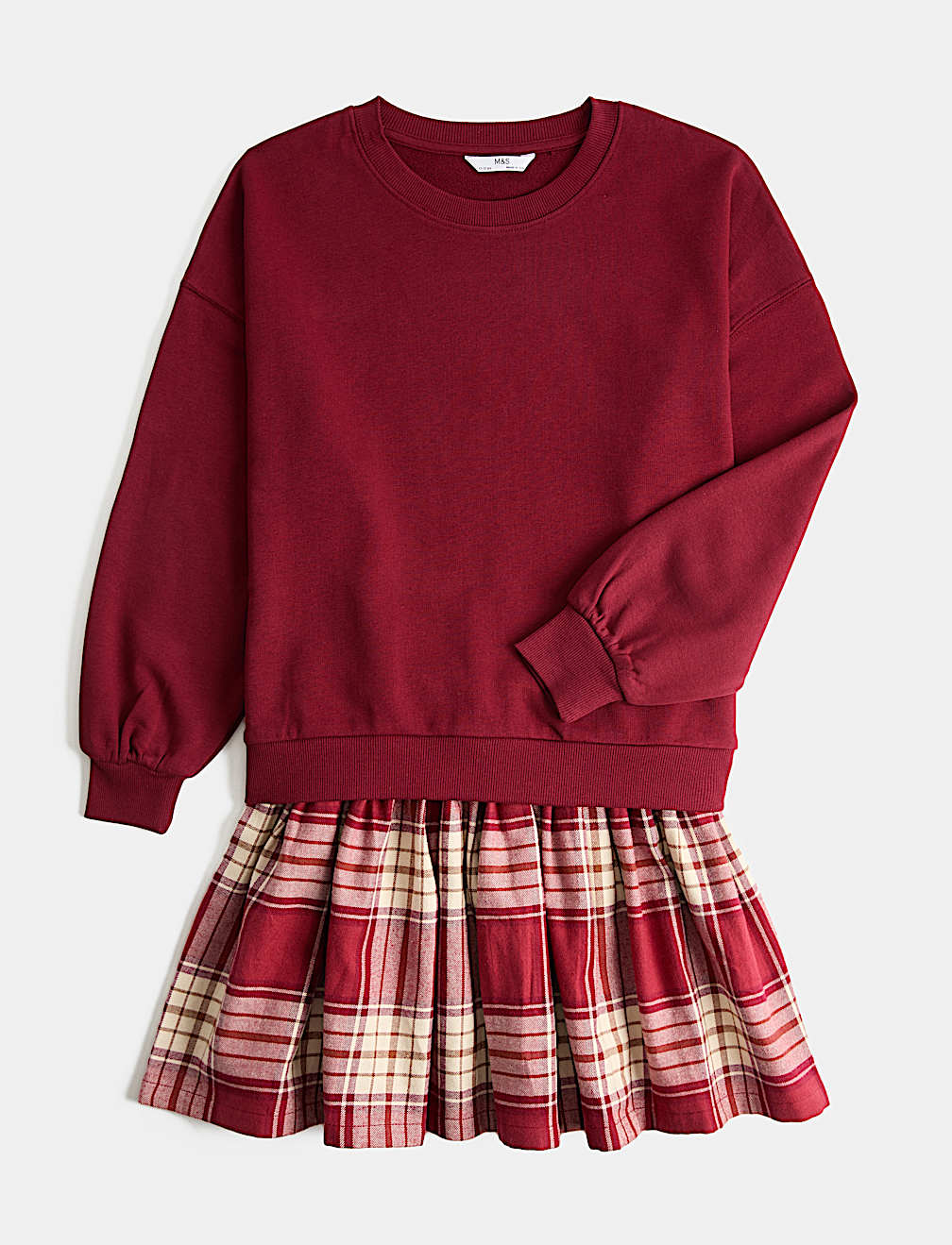 Sweatshirt & Checked Skirt Set (6-16 Yrs)
