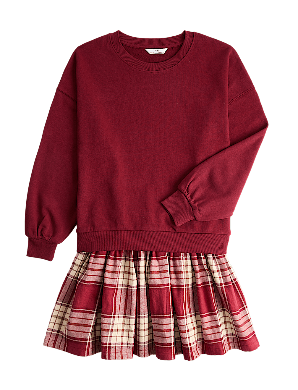 Sweatshirt & Checked Skirt Set (6-16 Yrs)