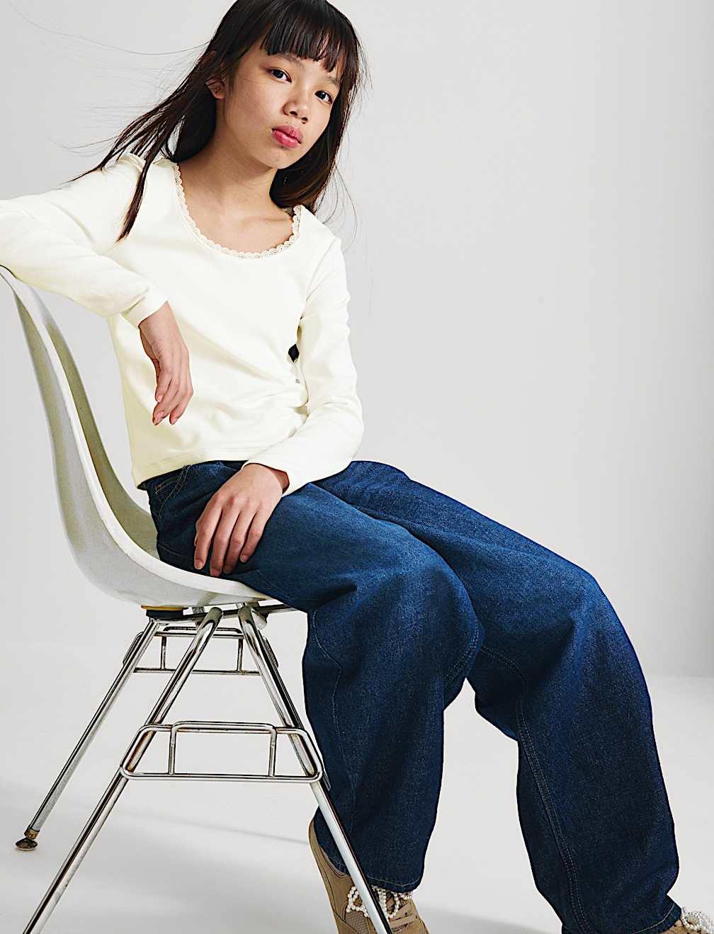 Cotton Rich Lace Trim Top (6-16 Yrs)