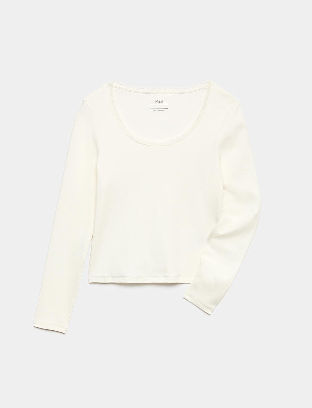 Cotton Rich Lace Trim Top (6-16 Yrs)