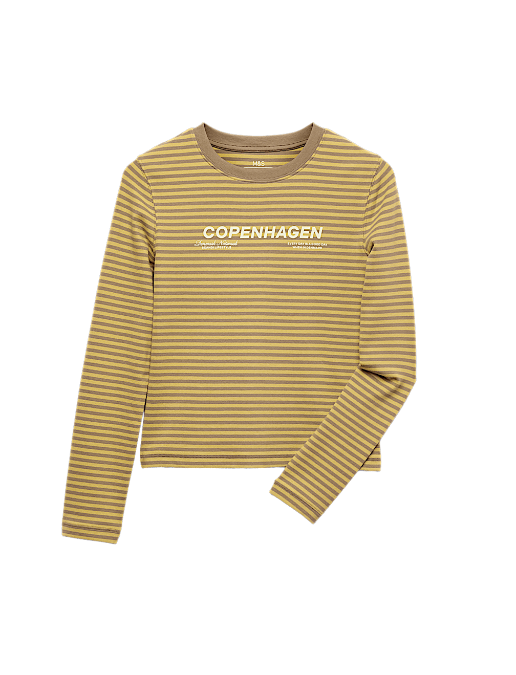 Cotton Rich Striped Slogan Top (6-16 Yrs)