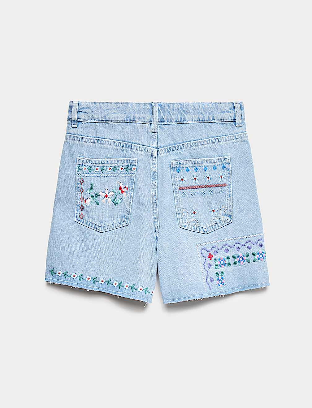 Denim Cross Stitch Bermuda Shorts (6-16 Yrs)