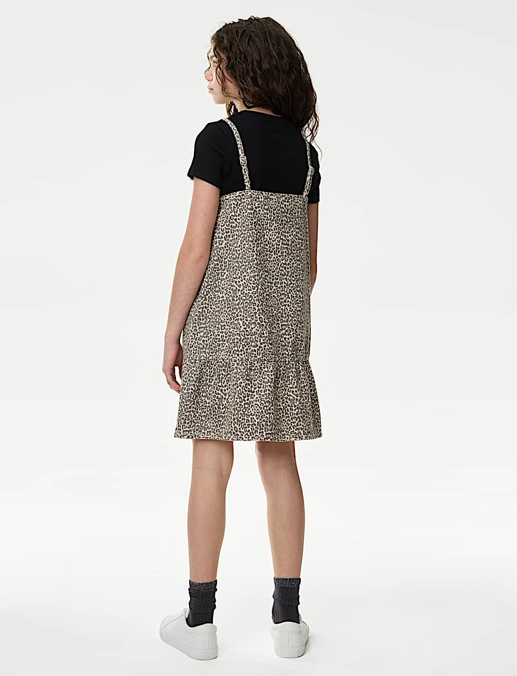 2pc Leopard Print Denim Dress Outfit (2-16 Yrs)