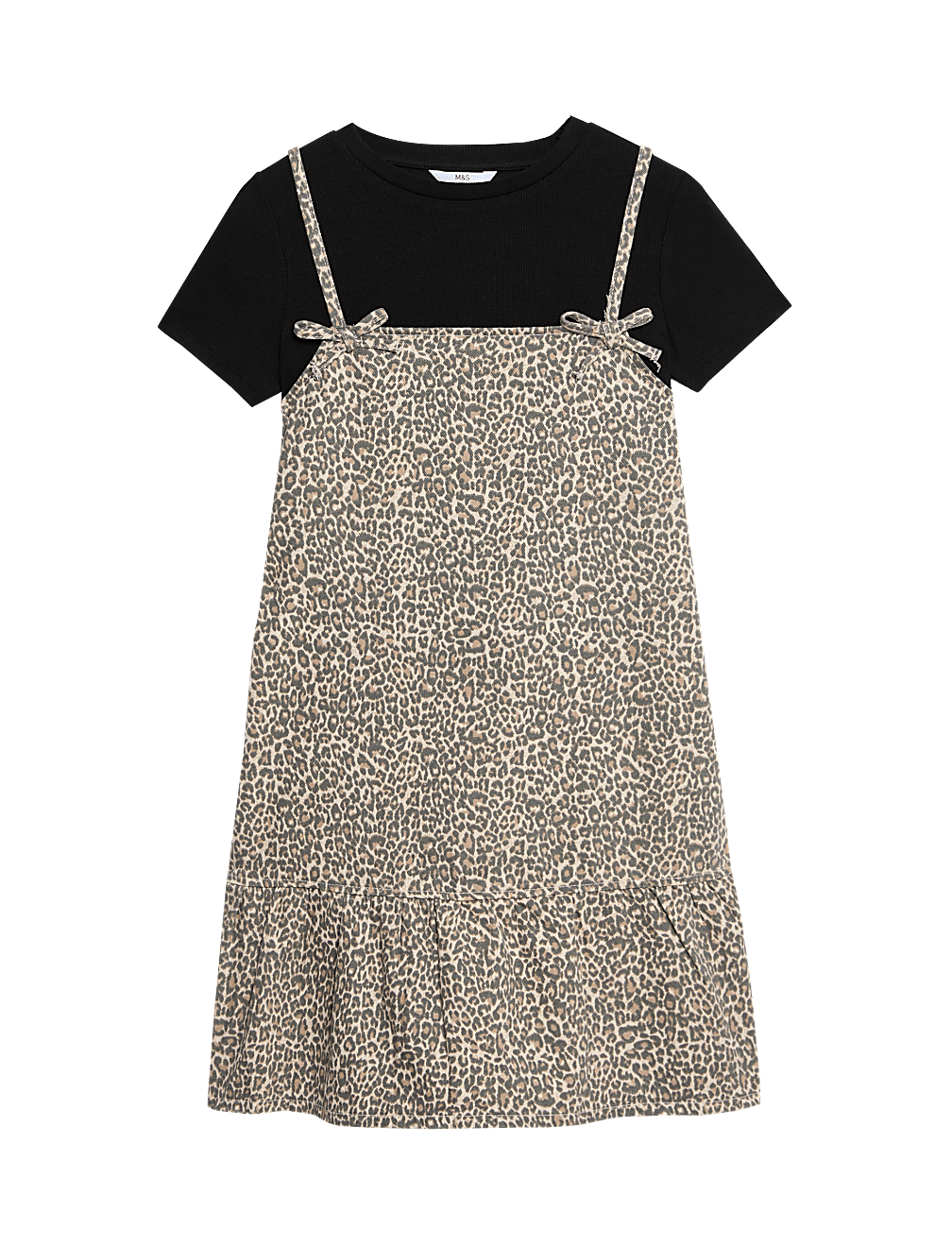 2pc Leopard Print Denim Dress Outfit (2-16 Yrs)