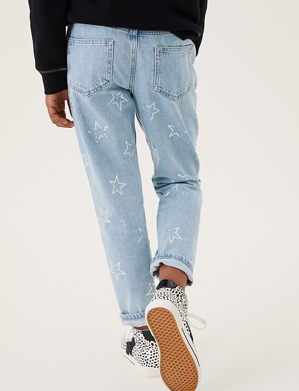 Mom Denim Sequin Star Jeans (6-16 Yrs)
