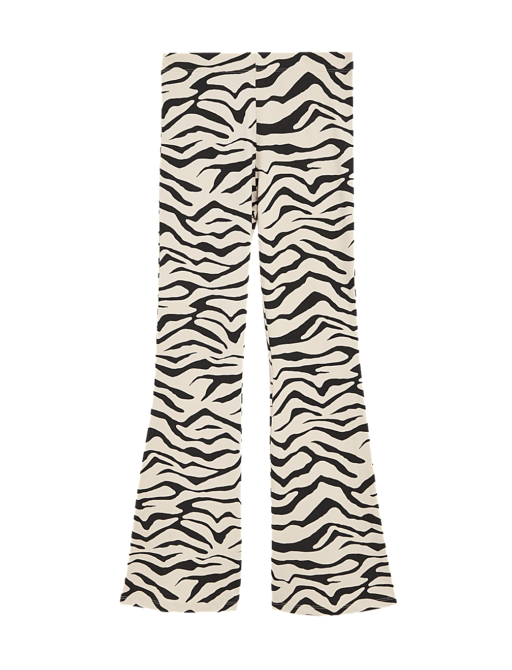 Cotton Rich Zebra Print Flared Leggings