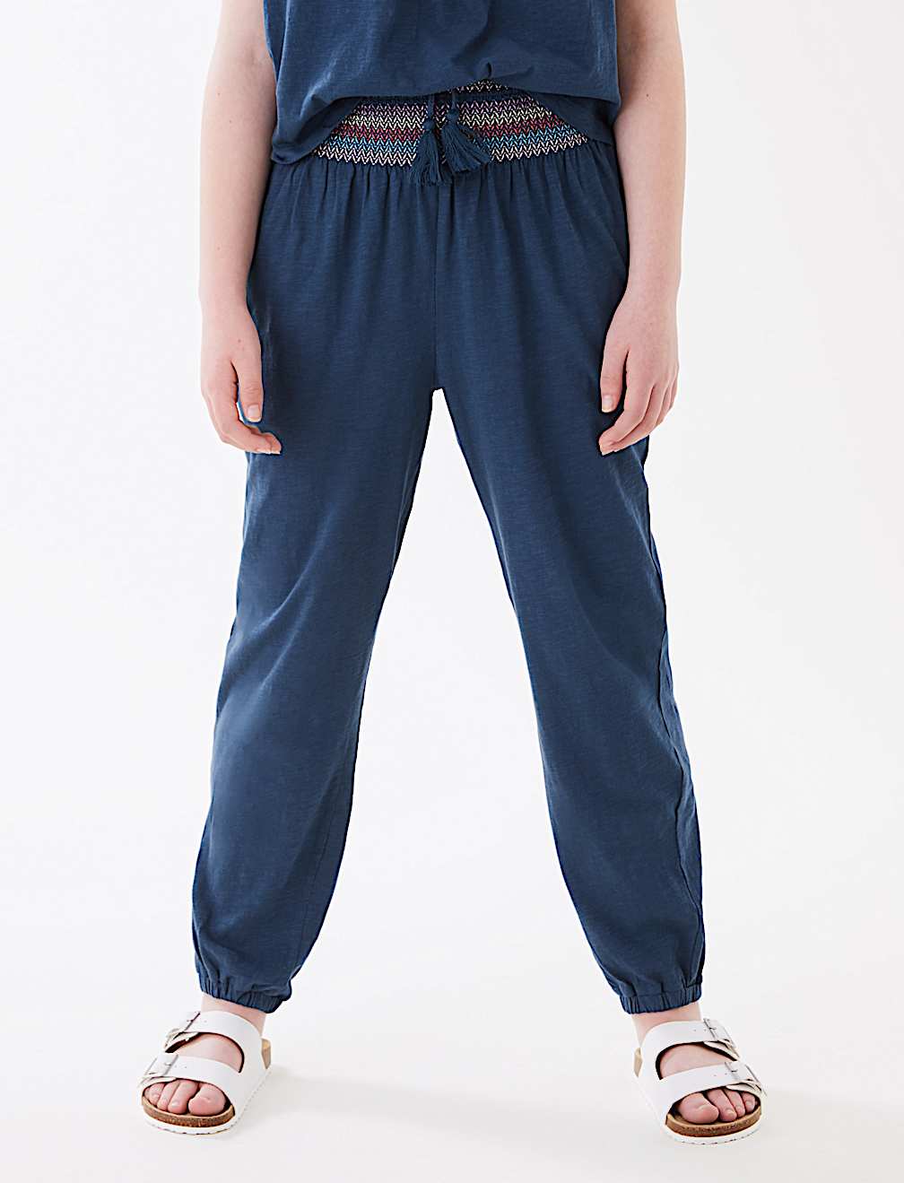Relaxed Pure Cotton Embroidered Trousers (6-16 Yrs)