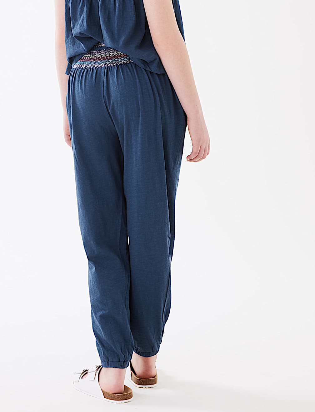 Relaxed Pure Cotton Embroidered Trousers (6-16 Yrs)