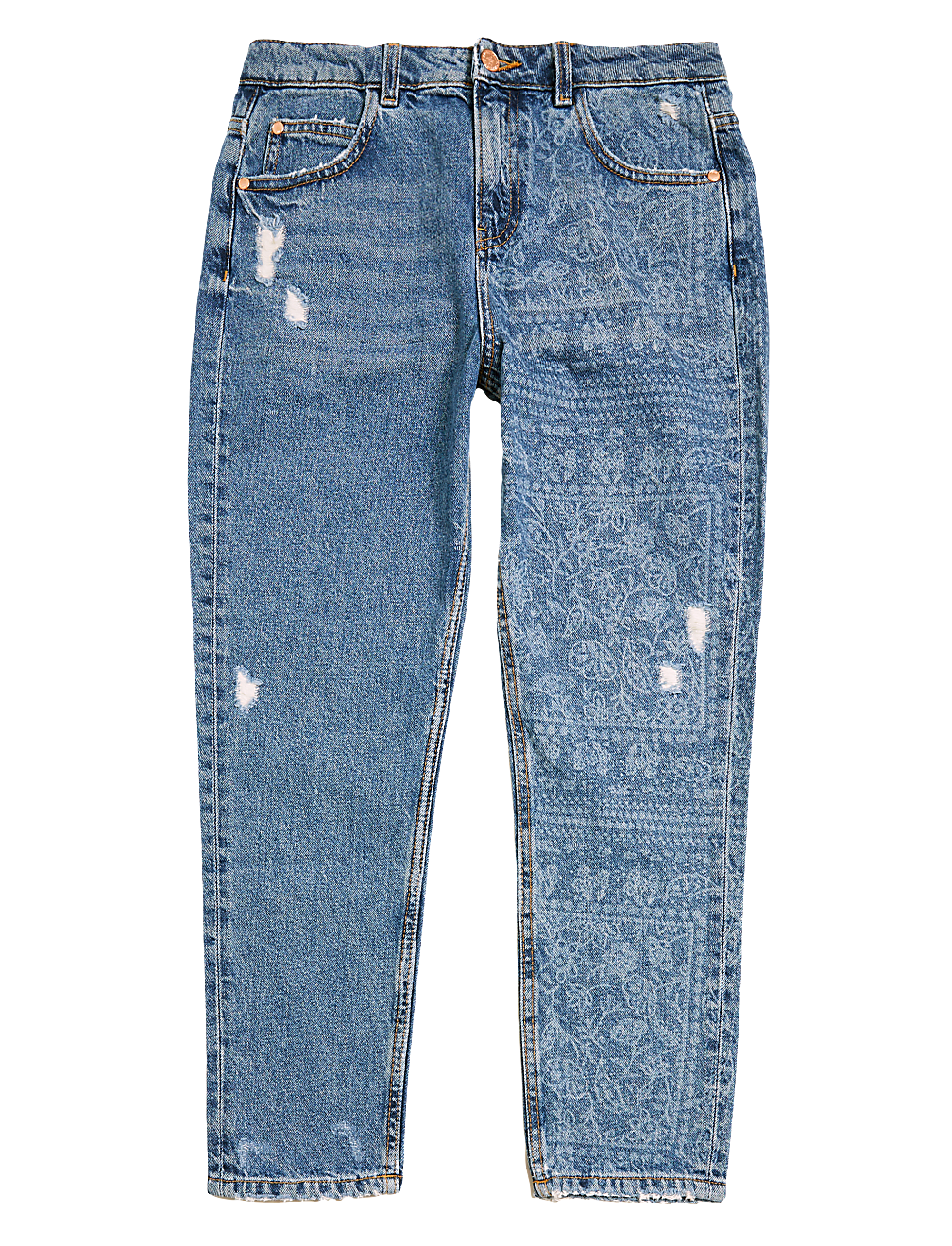 Mom Fit Denim Floral Jeans (6-16 Yrs)