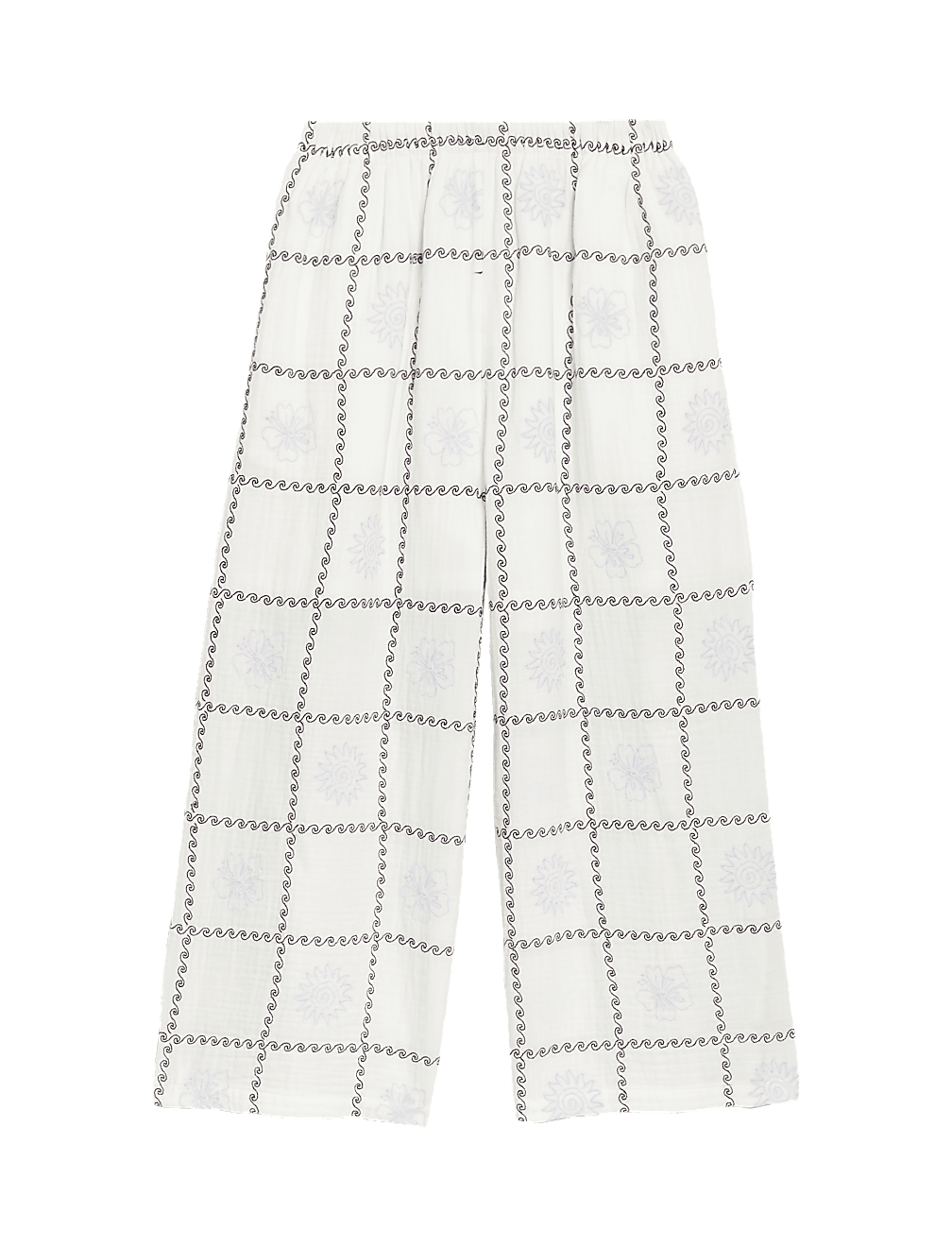 Pure Cotton Checked Floral Trousers (6-16 Yrs)