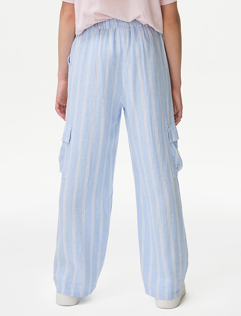 Linen Rich Wide Leg Cargo Trousers (6-16 Yrs)