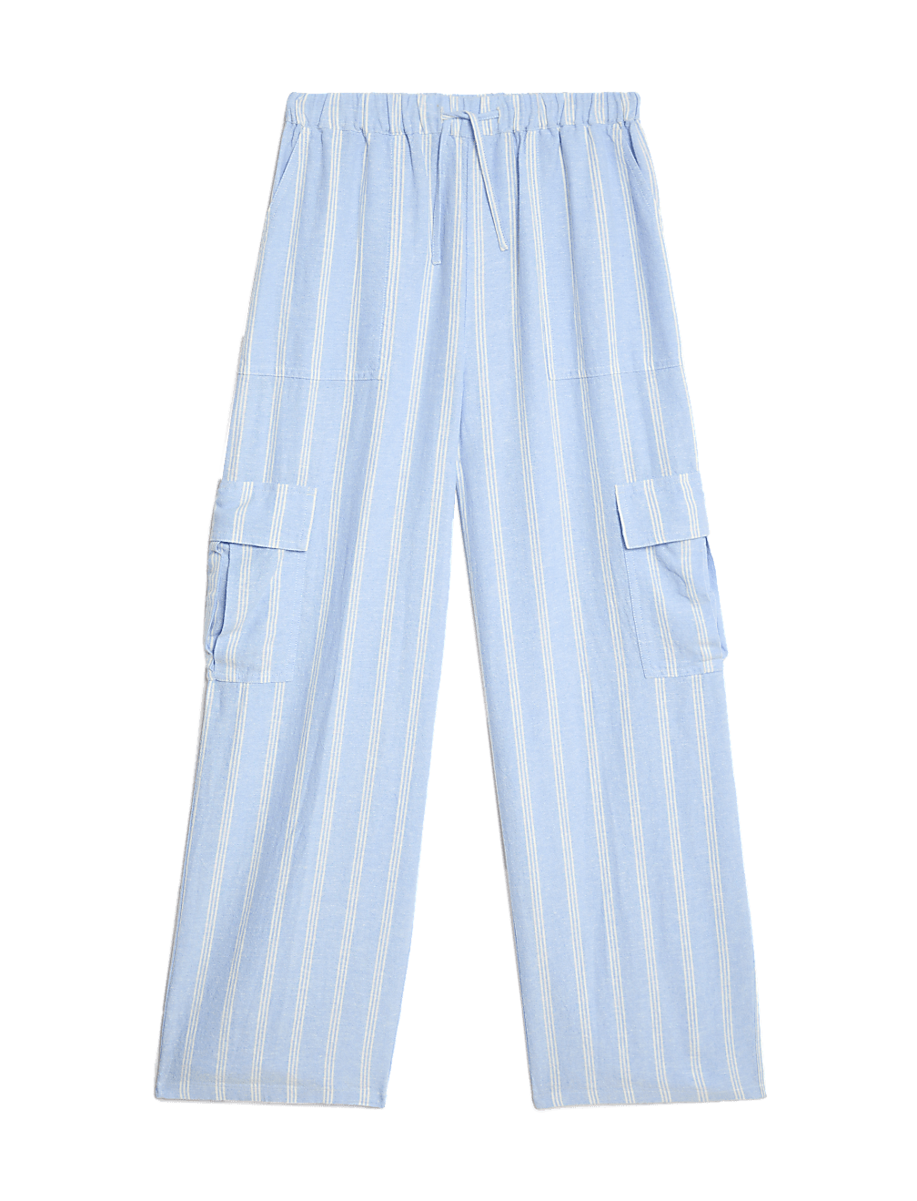 Linen Rich Wide Leg Cargo Trousers (6-16 Yrs)