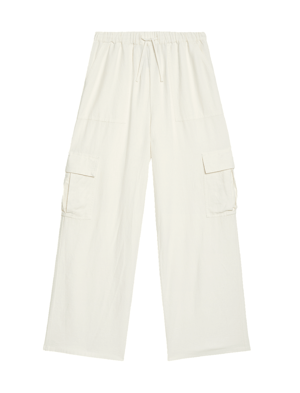 Linen Rich Wide Leg Cargo Trousers (6-16 Yrs)