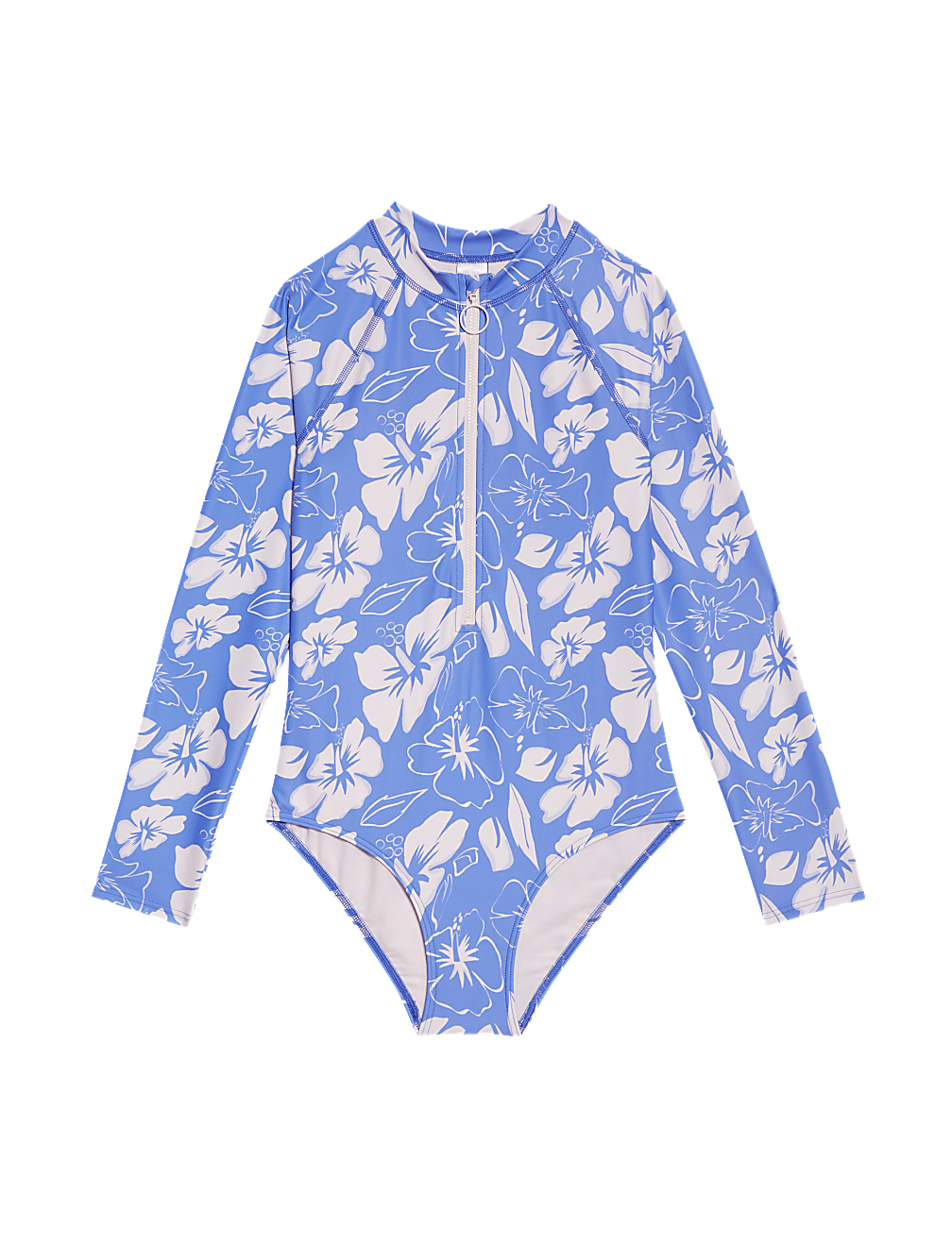 Hibiscus Print Long Sleeve Swimsuit (6-16 Yrs)