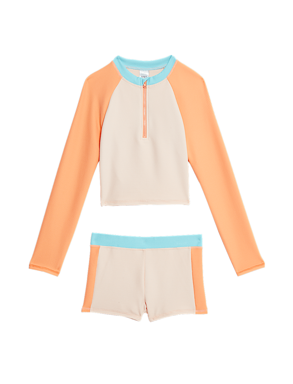 2pc Colourblock Long Sleeve Swim Set (6-16 Yrs)
