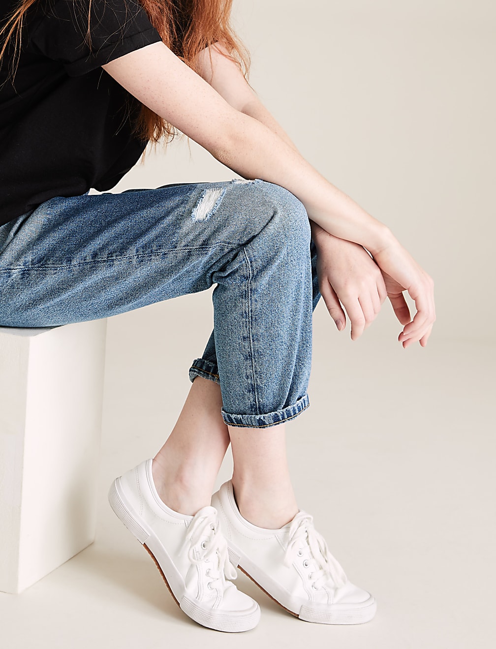 Mom Fit Denim Patchwork Jeans (6-16 Yrs)
