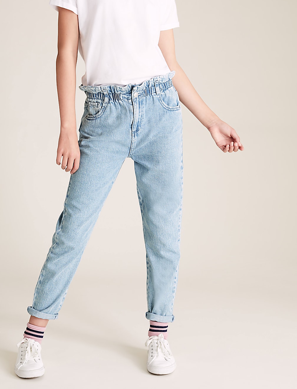 Regular Denim Paperbag Waist Jeans (6-16 Yrs)