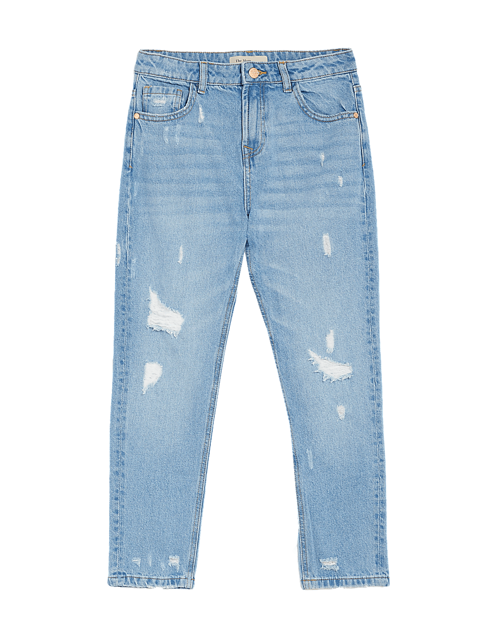 Mom Fit Light Denim Ripped Jeans